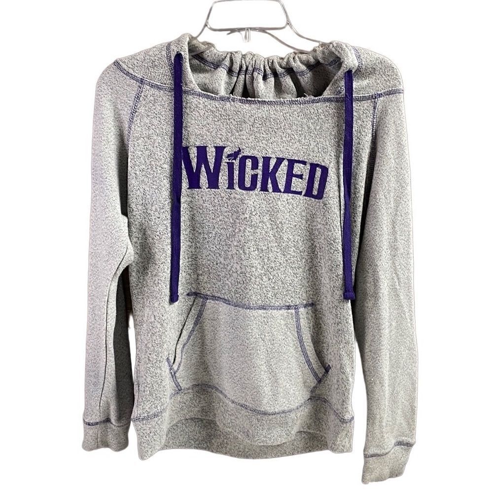 Wicked the Musical Womens Hoodie Pullover Sweatshirt Heather/Purple Grey Small